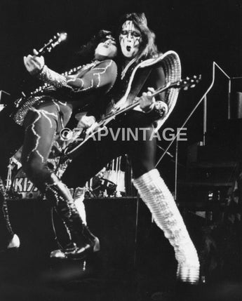 Vtg 1970s Paul Stanley Ace Frehley Concert Tour Preforming Kiss Photo #2235