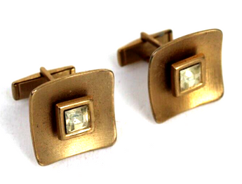 Vintage Gold Frame Retro Art Deco MCM COCKTAIL Men's Cuff Links