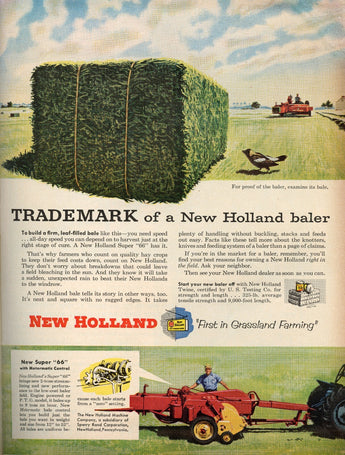 Vintage 1950s New Holland Baler Machine Advertisement Ad Photo #2983