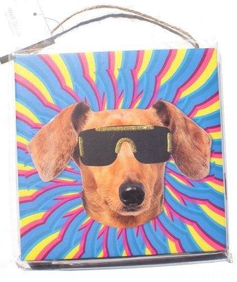 New Dachshund W/ Gold Glitter Sunglasses Funny Canvas Wall Art Decoration