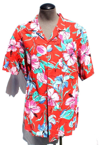Vtg Men’s Royale Air Retro Hawaiian Beach Flower Button Down Collar Shirt Medium