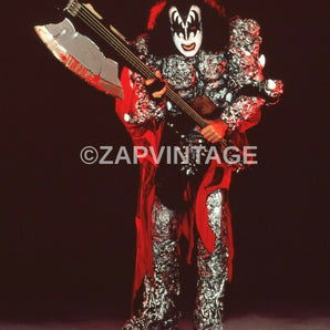 Vtg 1970s Gene Simmons Solo On Stage / Concert Tour Preforming Kiss Photo #2210