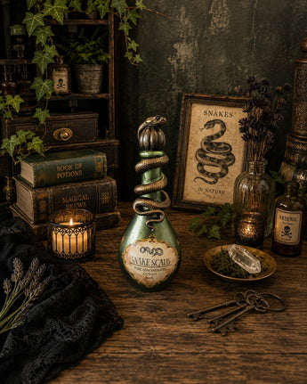 New Green / Black Resin Snake Scales Venom Potion Bottle Halloween Room Decor