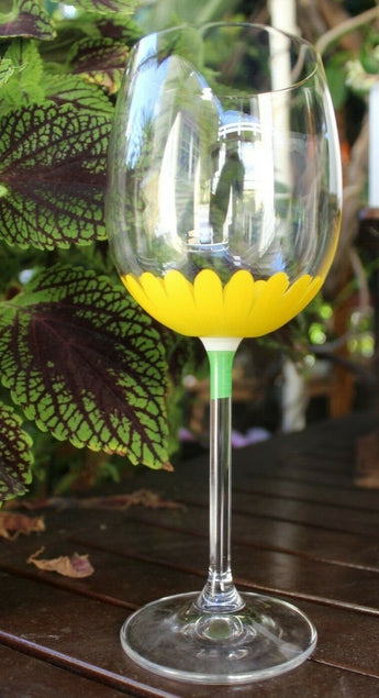 Beautiful Hand Painted Sun Flower Wine Glasses Franciscan Summer