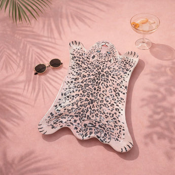 New Large Hard Plastic Flat Cheetah Jungle Party BBQ Picnic Serving Tray