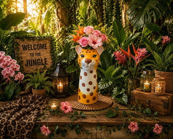 New Brown Spotted Cheetah Animal Decorative Flower Table Vase Room Decor