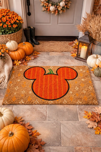New Halloween Orange Mickey Pumpkin Dinsey Outdoor Entry Rug Home Decor 18x28