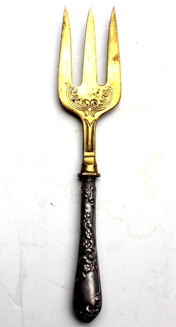 Vtg Antique Victorian Silver Embossed Bread Fork Flatware Silverware