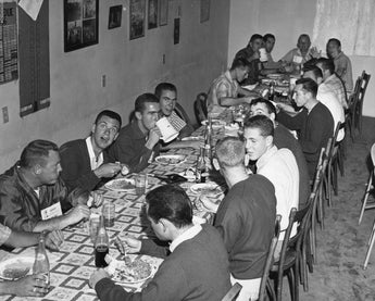 Vtg B&W 1920's - 1930's BETA PHI Frat Photo (Boys Eating Dinner In Frat House)
