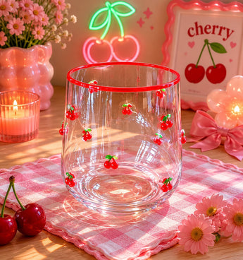 New Mini Minature 3D Cherries Cherry Cocktail Beverage Short Drinking Glass Cup