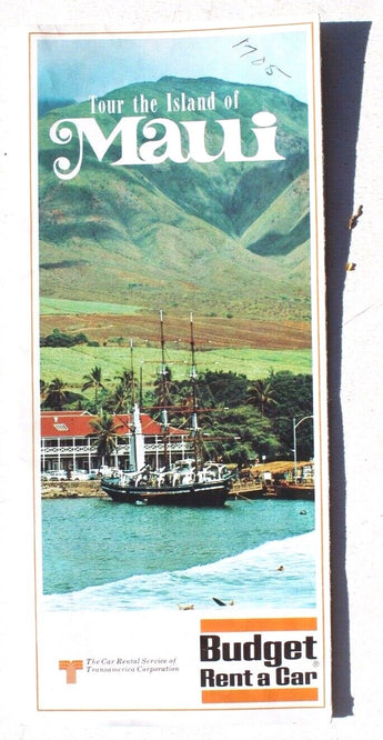 Vintage 1950 - 1960s Budget Rent a Car Tour The Island Of Maui Map
