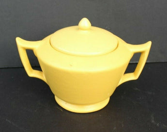 Vtg MCM CALIFORNIA CA Pottery - Yellow Matte Finish Sugar Bowl Dish W/ Lid #107
