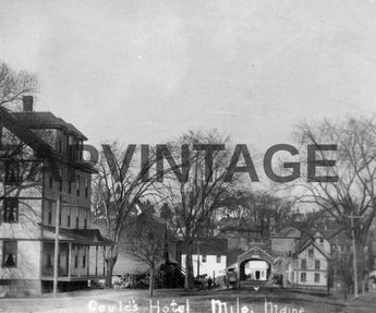 Vintage Black & White 1907 Gould's Hotel Milo Maine Entrance Photo #1951