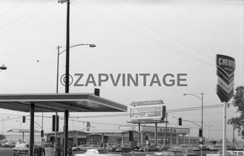 Vtg 1960s Chevron Gas Station / Zodys Department Store California Photo #2470