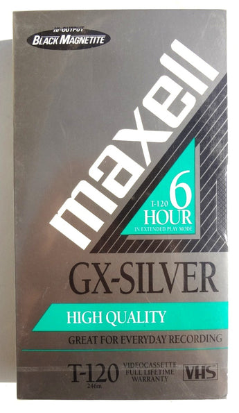 Maxell VHS T-120 6 Hour GX-Silver Video Cassette New in Sealed Package