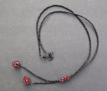 Vtg 1930's Gatsby Faux Red Crystal W/ Dangling Balls Costume Jewelry Necklace