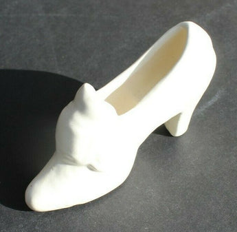 Vtg White Porcelain Women's Victorian Style Shoe Pin Cushion Sewing Figurine