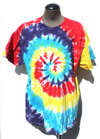 Vintage Tie Die Mens Hippy Retro Cotton T-Shirt - Large