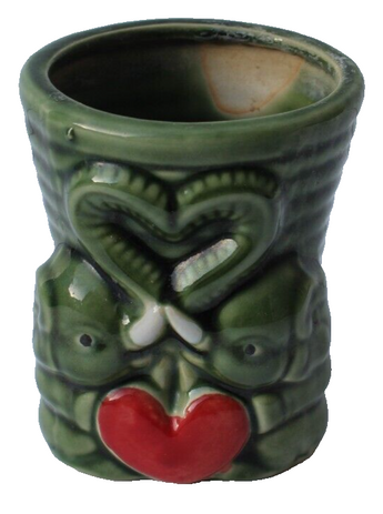 Vintage Glazed Green Ceramic Kissing Elephant Planter W/ Trunks Love Heart