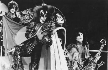 Vtg 1970s Gene Simmons Concert Tour Preforming Kiss Band Music Photo #2414
