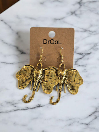 New BEAUTIFUL Jungle GOLD ELEPHANT African Animal Pierced EARRINGS