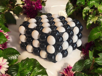 New Medium Retro Black & White Bubble Retro MCM Storage Jewelry Box Decor