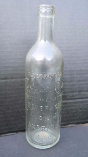 Vintage 1900's CLICQUOT CLUB Beverage CLEAR Glass Bottle - Made In America