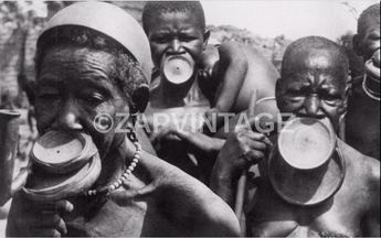 Vtg 1900's African American Tribe Lip Plate Lip Stretching Ubangi Photo #986