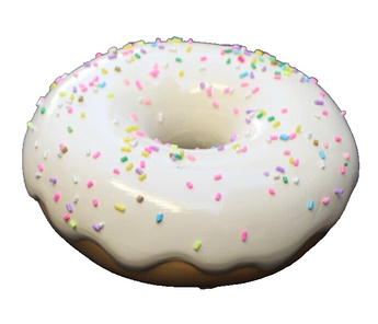 New White Donut W/ Rainbow Sprinkles Resin Statue Prop Display Wall Art Decor