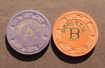 Vtg Poker / Casino Clay Chip - ROULETTE A & B (Top Hat / Cane NCV)