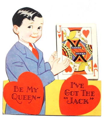 Vintage BE MY QUEEN I've Got The Jack Playing Card Valentine's Day Card