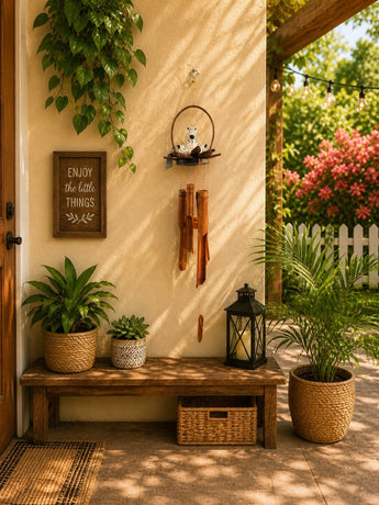 New Meditating Zebra Bamboo Wind Chime Hanging Outdoor Patio Garden Decor Wood