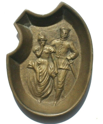 Vtg Michael's Art Nouveau Naughty Man Lifting Skirt Funny Bronze 2-Sided Tray