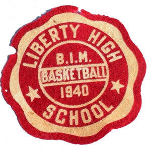 Vtg 1940s Liberty High School B.I.M. Basketball Letterman's Jacket Felt Patch