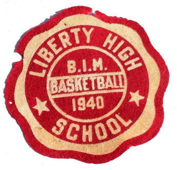 Vtg 1940s Liberty High School B.I.M. Basketball Letterman's Jacket Felt Patch