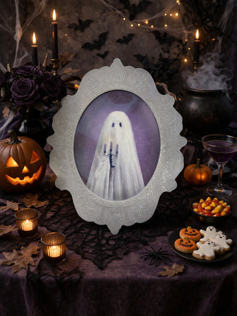 New Spooky Gray Halloween Ghost Large Melamine Party Serving Tray Plate