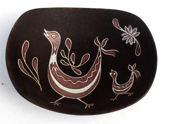Vintage Mid Century Duck Bird Mini Art Pottery Studio Appetizer Bowl Stamped RP