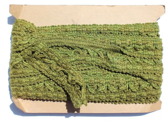 Vtg 1960's Green Retro Mod Funky Trim Fabric Trimming Bindings Sewing Material