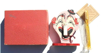 Vintage POHLSON GIFT Kids Clown Hourglass Brushing Teeth Timer W/ Toothbrush