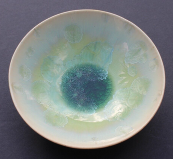 Vintage Signed Green Frosted Art Studio Pottery Bowl