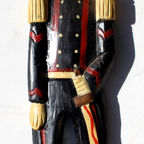 Vintage Solider Wooden Sculpture Wall Hanging Of A Carabiner 19" Tall