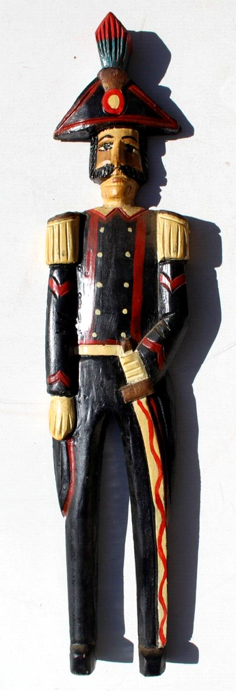 Vintage Solider Wooden Sculpture Wall Hanging Of A Carabiner 19" Tall