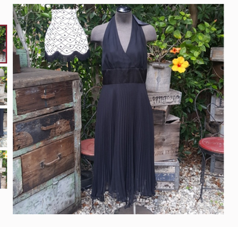 Black Donna Rocco Cocktail Dinner V Neck Cocktail Dress Size 6