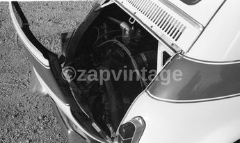 Vtg B&W 1960s Carlo Abarth Inside Fiat Racing Ferrari Cars Italy Photo #1519