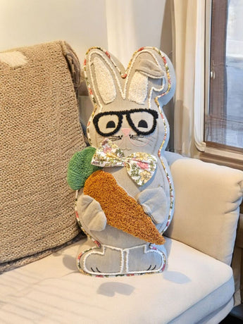 New Easter Decorative Nerdy Bunny Rabbit Shaped Throw Pillow