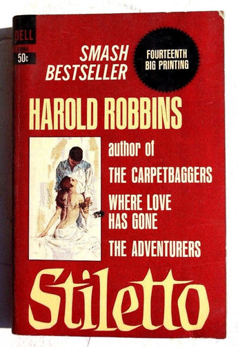 Vintage 1966 HAROLD ROBBINS Stiletto Book 14th Big Printing DELL 8284