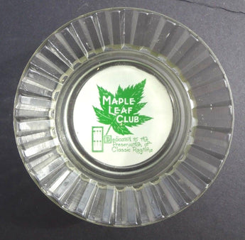 RARE Vintage MAPLE LEAF CLUB Clear Glass Ashtray