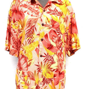 Vtg Mens Caribbean Joe Let Go Hawaiian Beach Pint Floral Flower Shirt - Medium