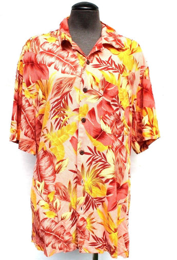 Vtg Mens Caribbean Joe Let Go Hawaiian Beach Pint Floral Flower Shirt - Medium