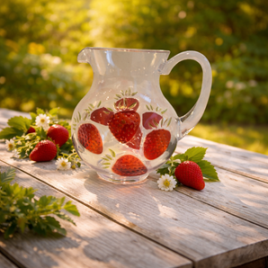 New LRG Strawberry Clear Plastic Ice Tea Water Pitcher Spring Summer Party BBQ
